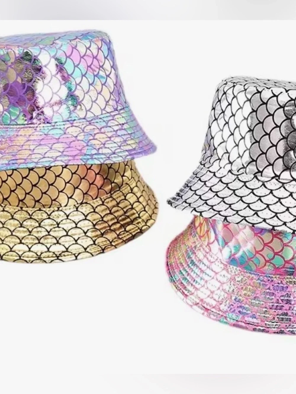 NWT Iridescent Pink Mermaid Scale Bucket Hat, Summer Hats
